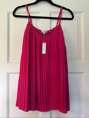 NWT Charming Charlie Hot Pink Pleated Tank Top Size Medium